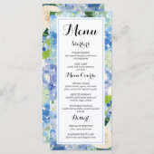 青いフローラアジサイのメニューカード メニュー (正面/裏面)