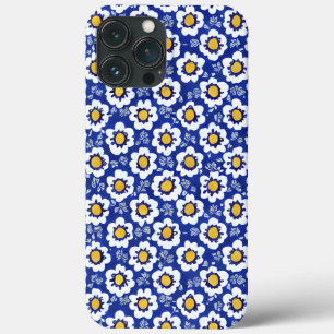 青いフローラアラビア文字パターン iPhone 13 PRO MAXケース