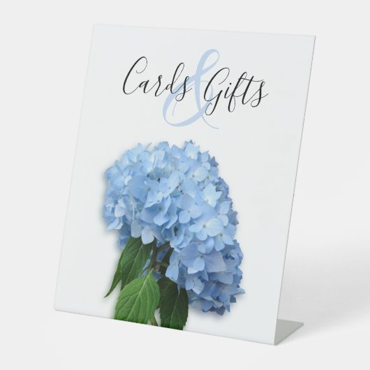 青いフローラウェディングカードnギフトテーブルサイン 台座サイン (正面)