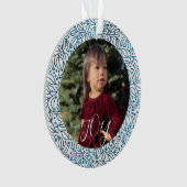 青いフローラエレガントのクリカスタムスマス写真名 オーナメント (正面)