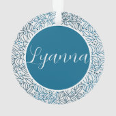 青いフローラエレガントのクリカスタムスマス写真名 オーナメント (裏面)