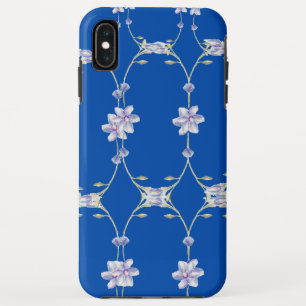 青いフローラエレガントの電話ケース iPhone XS MAXケース