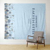 青いフローラエレガントバチェロレッテ背景 タペストリー (インサイチュ(横))