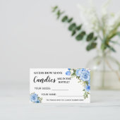 青いフローラキャンディの数ベビーシャワーゲームカード プレイスカード (スタンド正面)