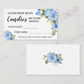 青いフローラキャンディの数ベビーシャワーゲームカード プレイスカード (正面/裏面)