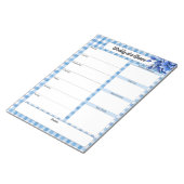 青いフローラギンガム_週の一見 ノートパッド (アングル)