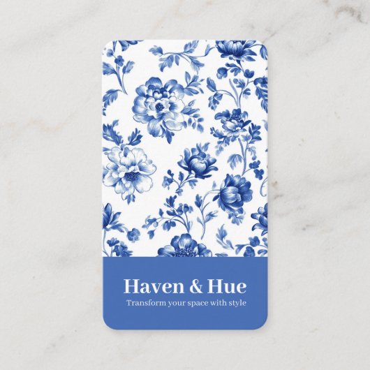 青いフローラクラシックソフトのパターン 名刺 (正面)