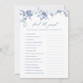 青いフローラゲストブライダルシャワーゲームカードの検索 招待状 (正面)