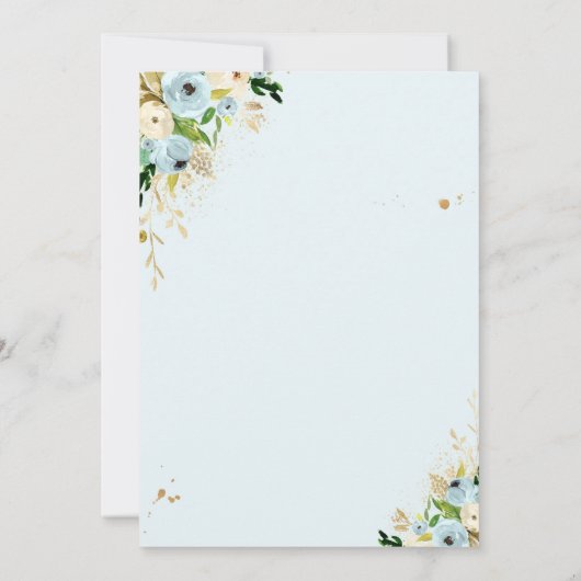 青いフローラサファリ動物がベビーシャワーで運転 招待状 (裏面)