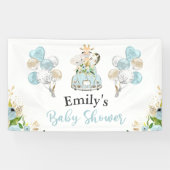 青いフローラサファリ動物がベビーシャワーで運転 横断幕 (横)