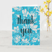 青いフローラサンキューカード カード (黄色い花)