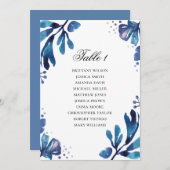 青いフローラシーティングチャート。海軍結婚計画 招待状 (正面/裏面)