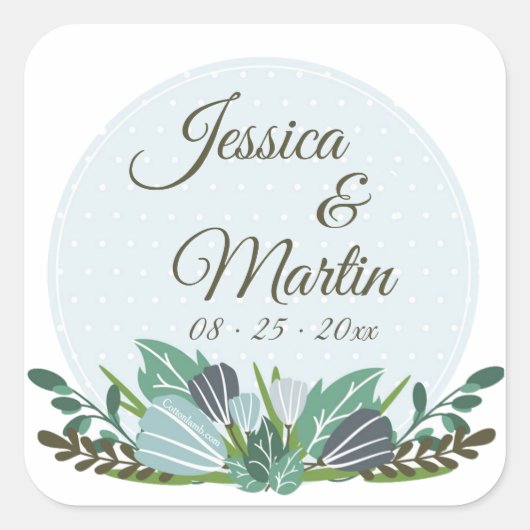 青いフローラシール スクエアシール (正面)