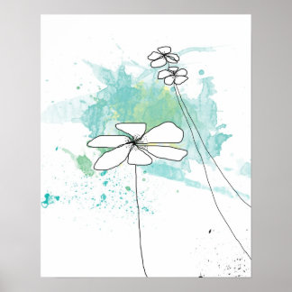 青いフローラスプラッシュポスター ポスター