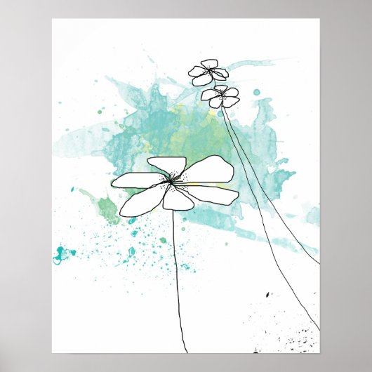 青いフローラスプラッシュポスター ポスター (正面)