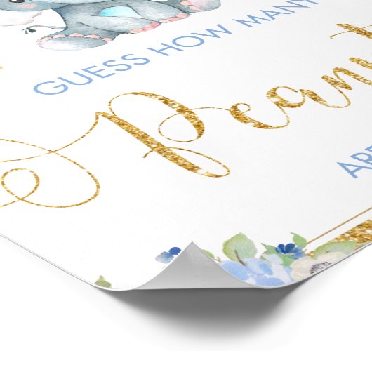 青いフローラゾウは何枚の落花生ゲームを推測 ポスター (角)