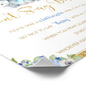 青いフローラゾウは赤ちゃんシャワーゲームと言わない ポスター (角)