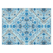 青いフローラタイル テーブルクロス (正面(横))