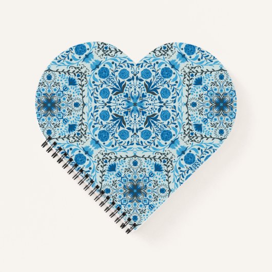 青いフローラタイル ノートブック (正面)