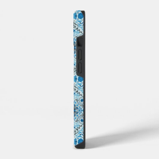 青いフローラタイル iPhoneケース (左側面)