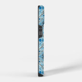 青いフローラタイル iPhoneケース (右側面)