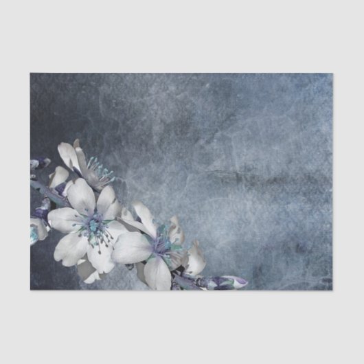 青いフローラテクスチャの切り離しティッシュペーパー 薄葉紙 (正面)