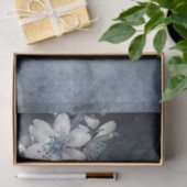 青いフローラテクスチャの切り離しティッシュペーパー 薄葉紙 (ギフト)