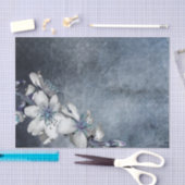 青いフローラテクスチャの切り離しティッシュペーパー 薄葉紙 (クラフト)