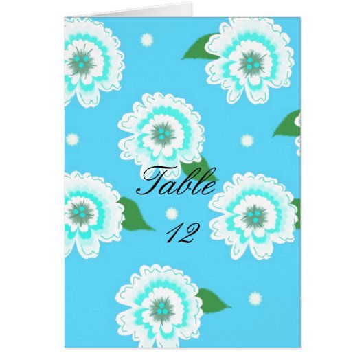 青いフローラテーブルのシーティングカード (正面)