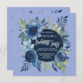 青いフローラバチェロレッテ招待状 招待状 (正面/裏面)