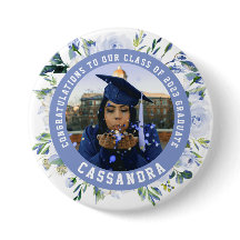 青いフローラバラの卒業写真ボタン