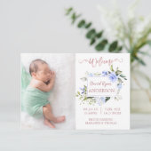 青いフローラバラ金ゴールド少年の写真誕生のお知らせ 案内状 (スタンド正面)