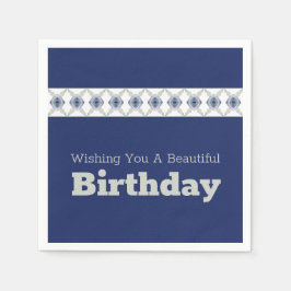 青いフローラパターン（の模様が）あるアクセント スタンダードカクテルナプキン