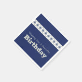 青いフローラパターン（の模様が）あるアクセント スタンダードカクテルナプキン (角)