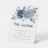 青いフローラフォトゲストブックサイン編集可能 台座サイン (正面)