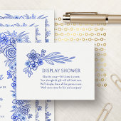 青いフローラフランスのディスプレイシャワー エンクロージャーカード