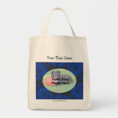 青いフローラフレームあなたの写真テンプレートトートバッグを追加 トートバッグ (正面)