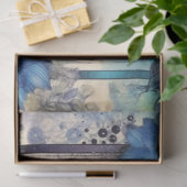 青いフローラフレームephemera 薄葉紙 (ギフト)