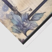 青いフローラフレームephemera 薄葉紙 (詳細)