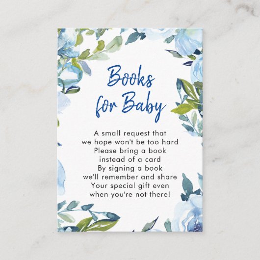 青いフローラブックのベビー要求カード エンクロージャーカード (正面)