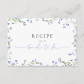 青いフローラブライダルシャワーレシピ要求 エンクロージャーカード (正面)