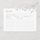 青いフローラブライダルシャワーレシピ要求 エンクロージャーカード (裏面)