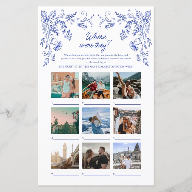 青いフローラブライダルシャワー彼らはゲームをどこに (正面)