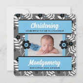 青いフローラベビー《キリスト教》洗礼式や命名式(写真あり) 招待状 (正面)