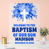 青いフローラボーイモダンバプテスムウェルカムフロステッド アクリルサイン (ウェディング)