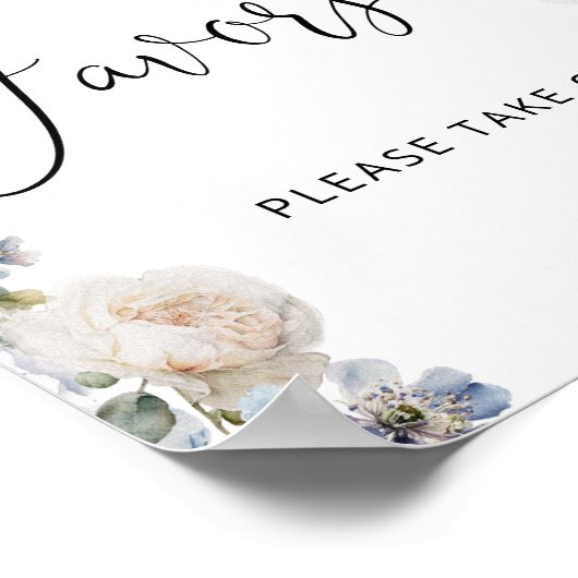 青いフローラモダンは赤ちゃんシャワーポスターを支持 ポスター (角)