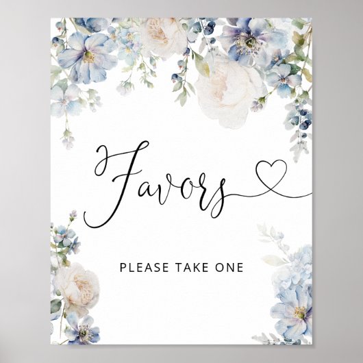 青いフローラモダンは赤ちゃんシャワーポスターを支持 ポスター (正面)