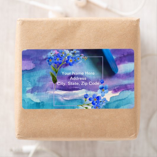 青いフローラモノグラムラベル ラベル (インサイチュ)