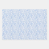 青いフローララッピング紙シート ラッピングペーパーシート (正面2)