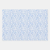 青いフローララッピング紙シート ラッピングペーパーシート (正面)